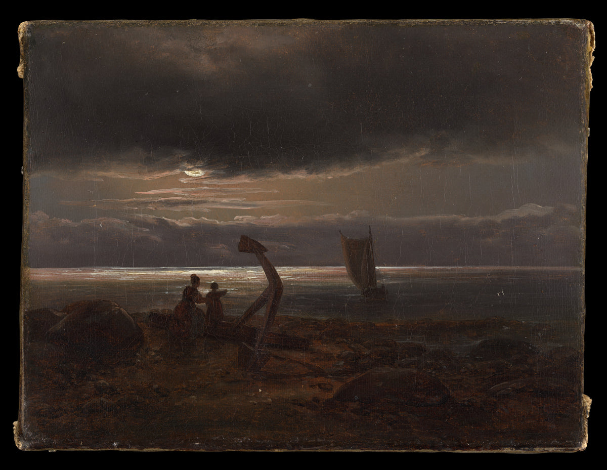 Mother and Child by the Sea by Johan Christian Dahl - Oil Painting canvas print