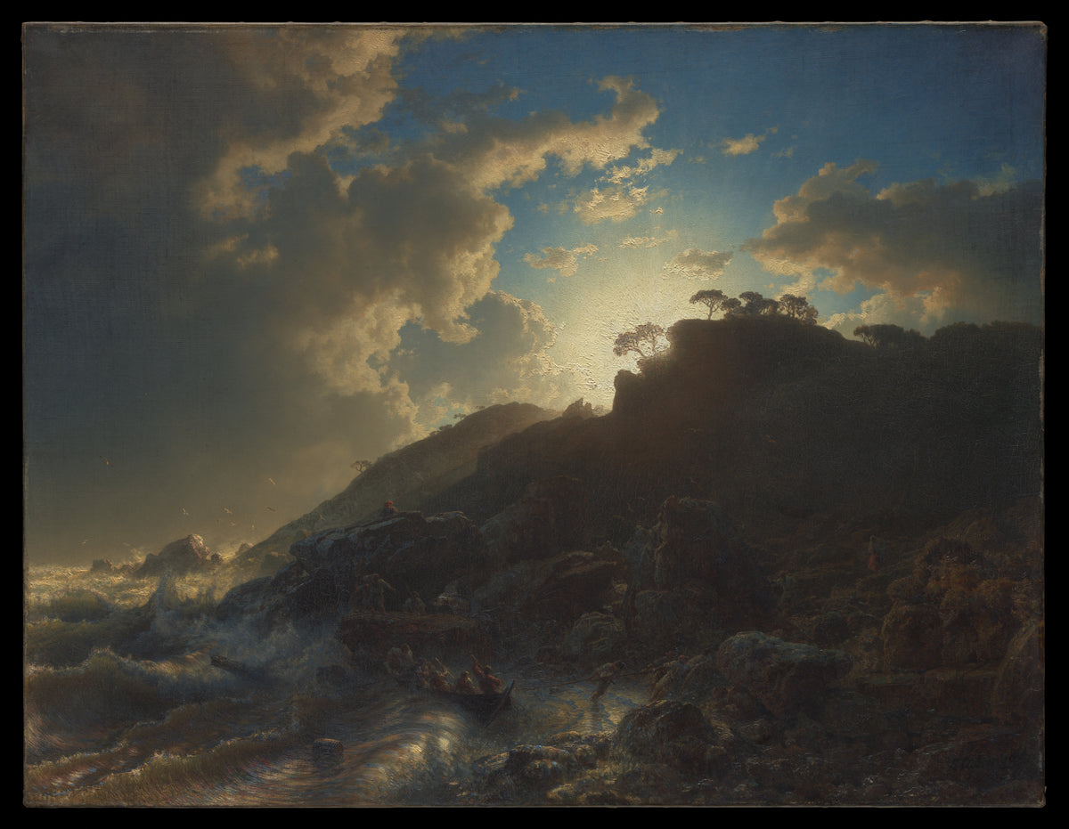 Sunset after a Storm on the Coast of Sicily by Andreas Achenbach - Oil Painting canvas print