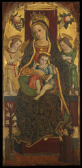 Madonna and Child Enthroned with Two Angels and a Donor by Vittore Crivelli - Tempera canvas print