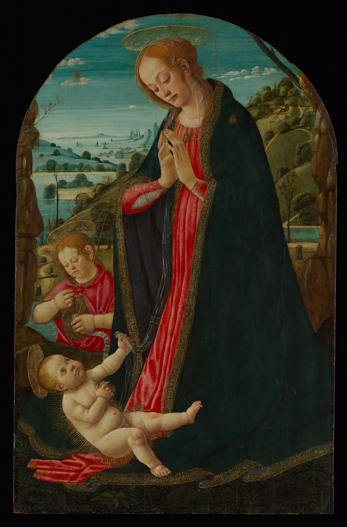 The Virgin Adoring the Child with the Infant Saint John the Baptist by Jacopo di Arcangelo (called Jacopo del Sellaio) - Tempera canvas print