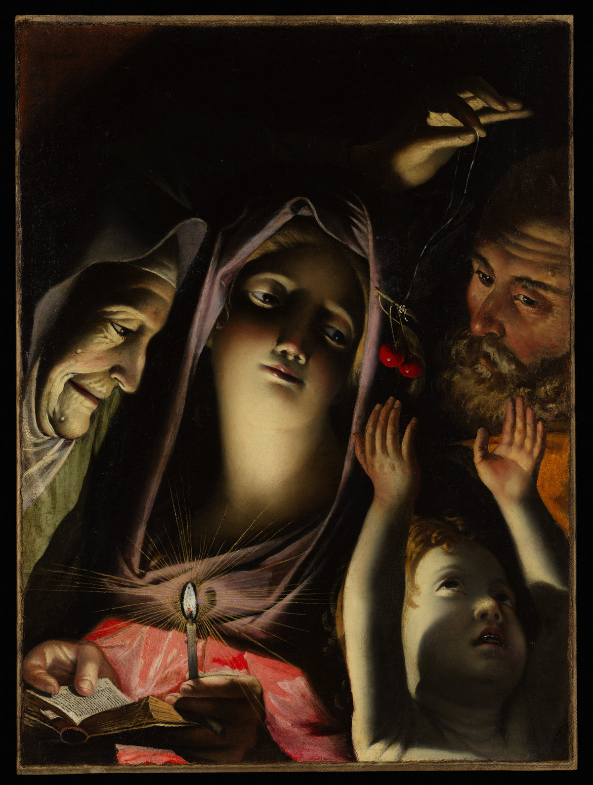 Holy Family with Saint Anne by French Painter - Oil Painting canvas print