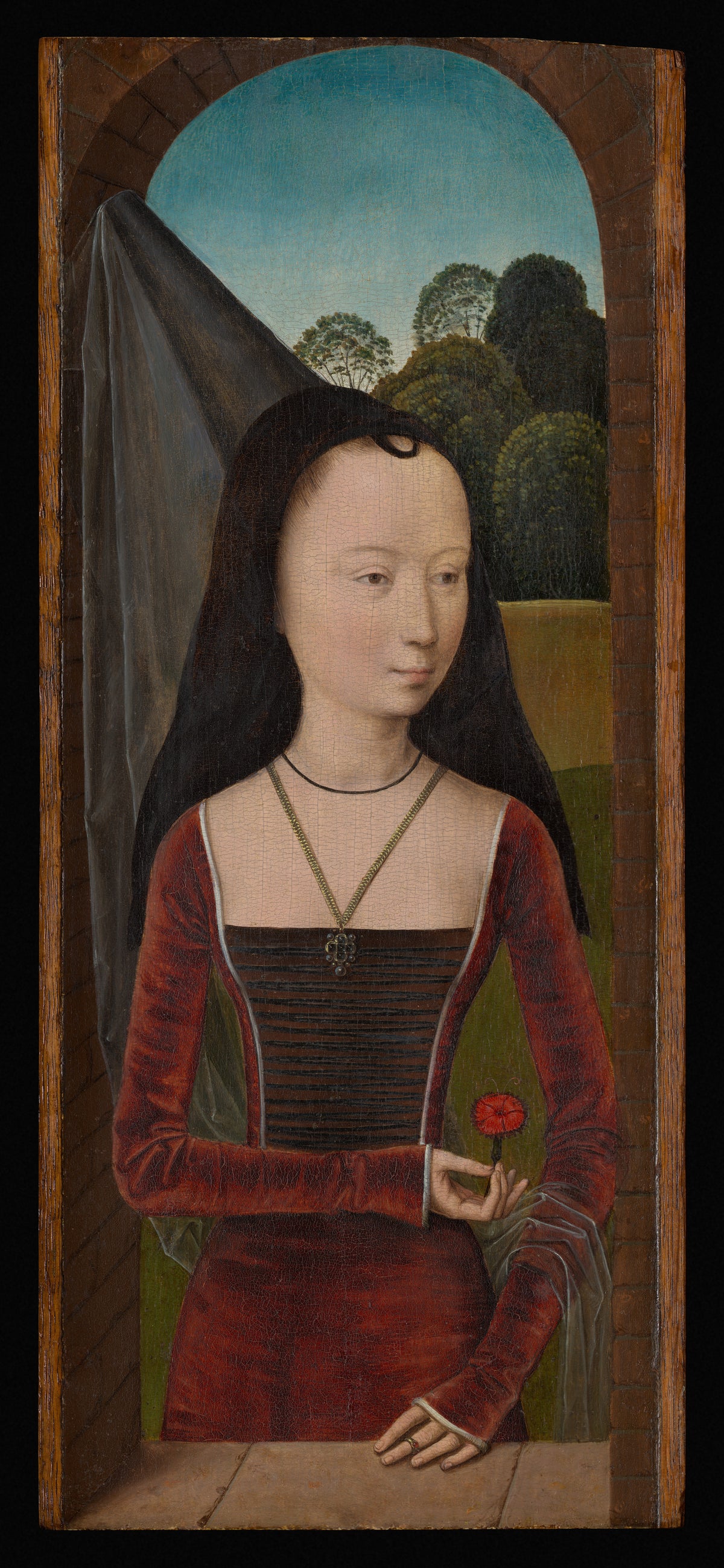 Young Woman with a Pink by Hans Memling - Northern Renaissance canvas print