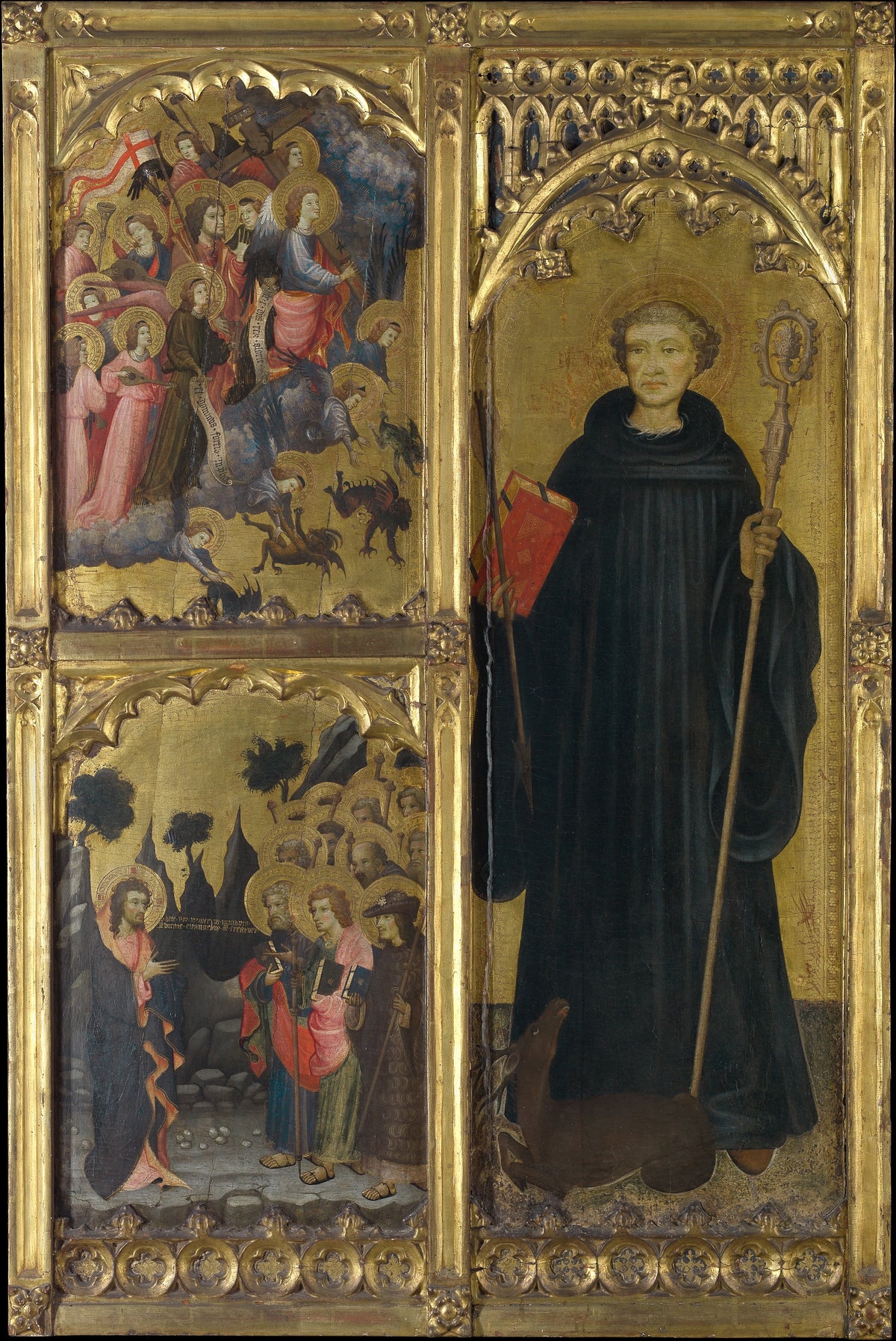 Saint Giles with Christ Triumphant over Satan and the Mission of the Apostles by Miguel Alcañiz (or Miquel Alcanyís) - Tempera canvas print