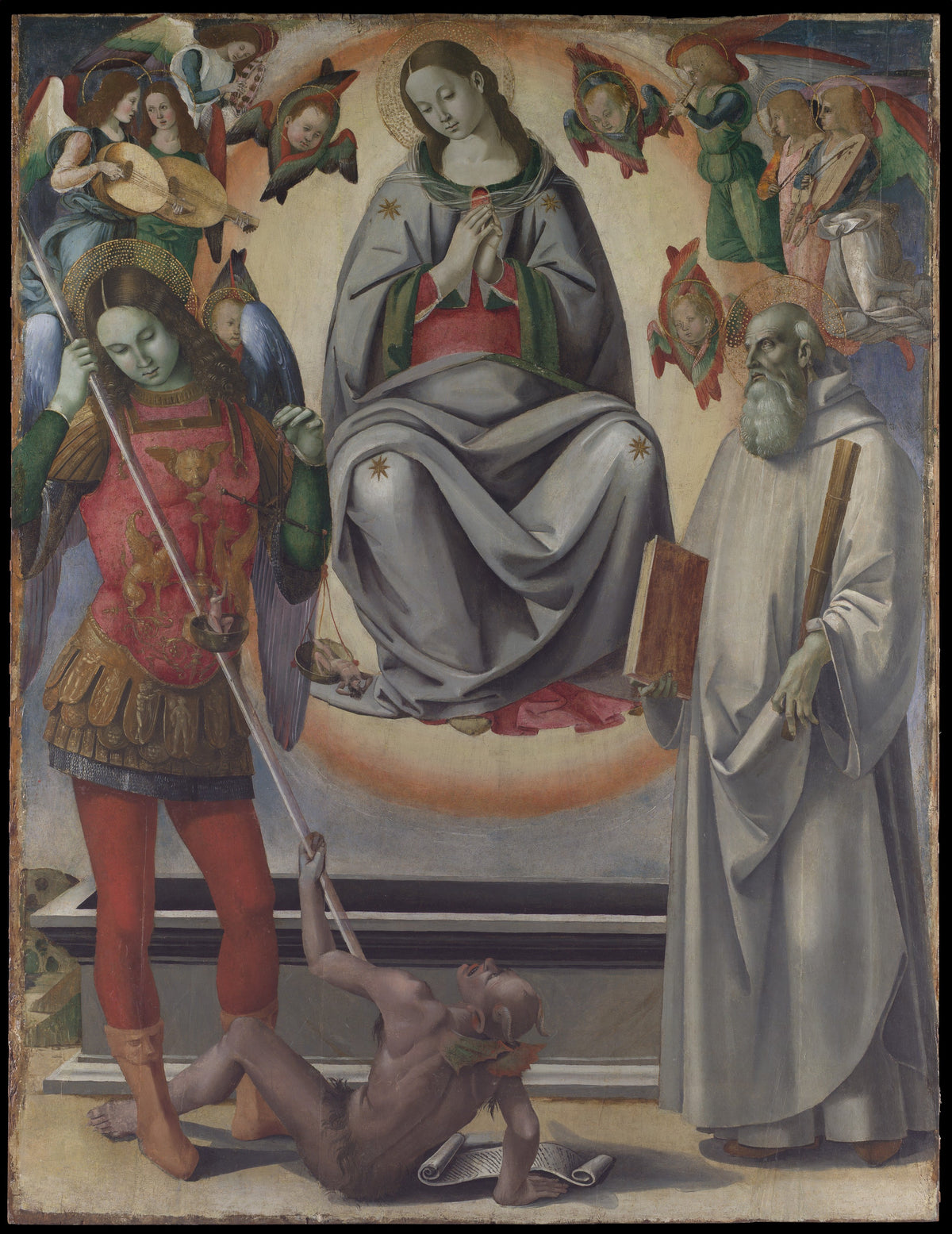 The Assumption of the Virgin with Saints Michael and Benedict by Luca Signorelli - Classic Art canvas print