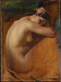Study of a Female Nude by Henri Lehmann - Oil Painting canvas print