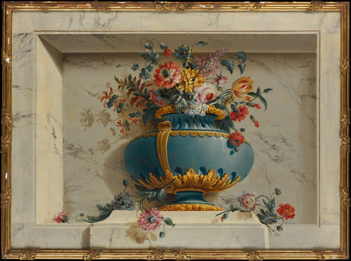 Vase of Flowers in a Niche by Michel Bruno Bellengé - Oil Painting canvas print