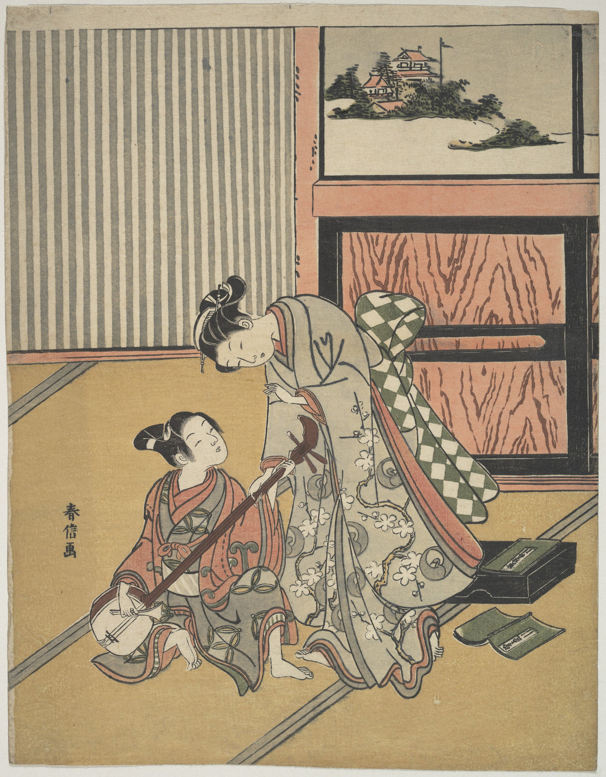 The Music Lesson by Suzuki Harunobu - Ukiyo-e canvas print