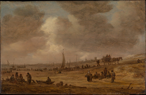 A Beach with Fishing Boats by Jan van Goyen - Classic Art canvas print