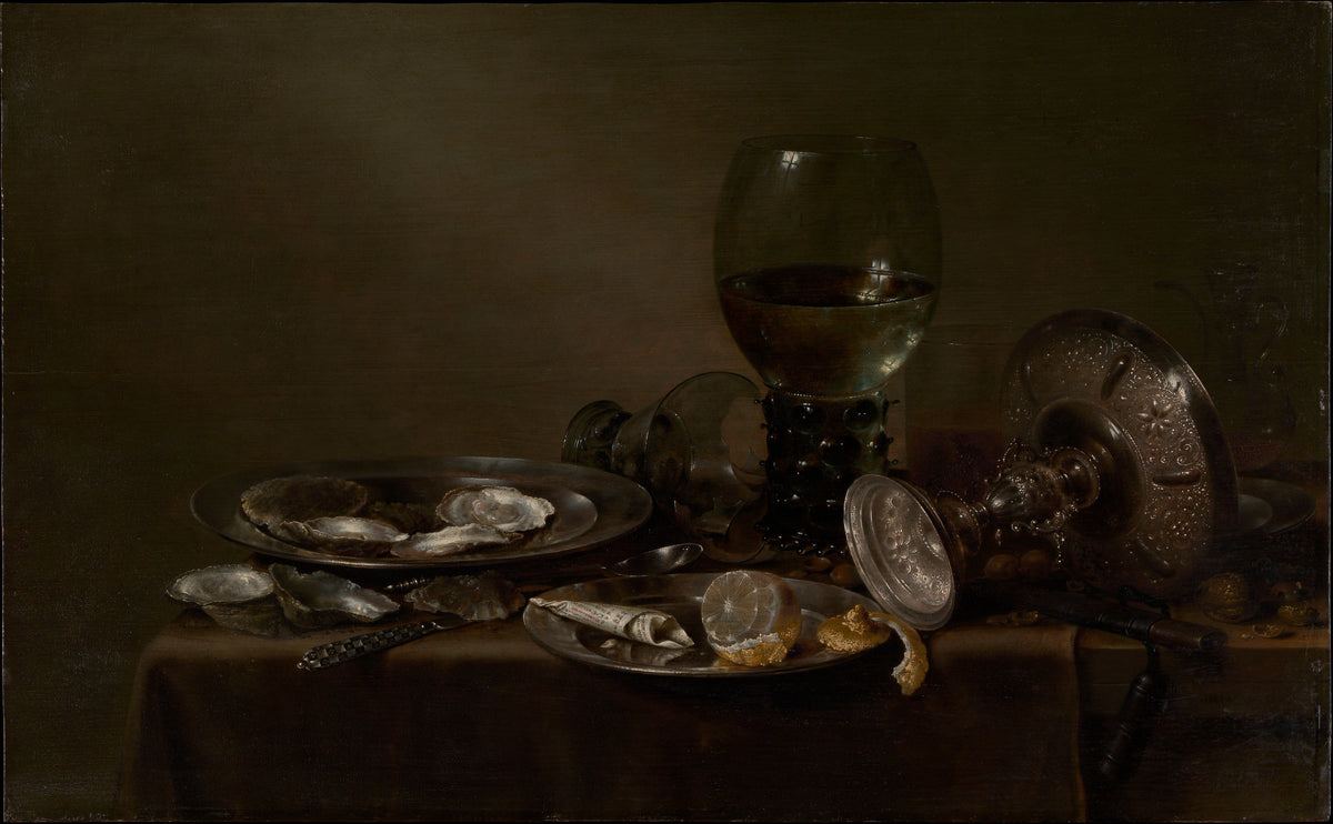 Still Life with Oysters, a Silver Tazza, and Glassware by Willem Claesz Heda - Classic Art canvas print