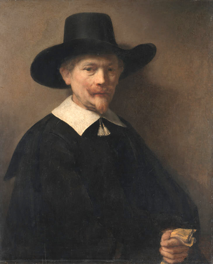 Portrait of a Man Holding Gloves by Rembrandt (Rembrandt van Rijn) - Baroque canvas print