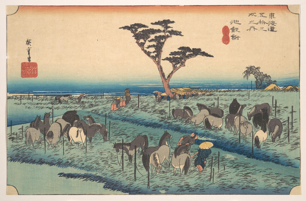 Chiriu, Station No. 40 by Utagawa Hiroshige - Ukiyo-e canvas print