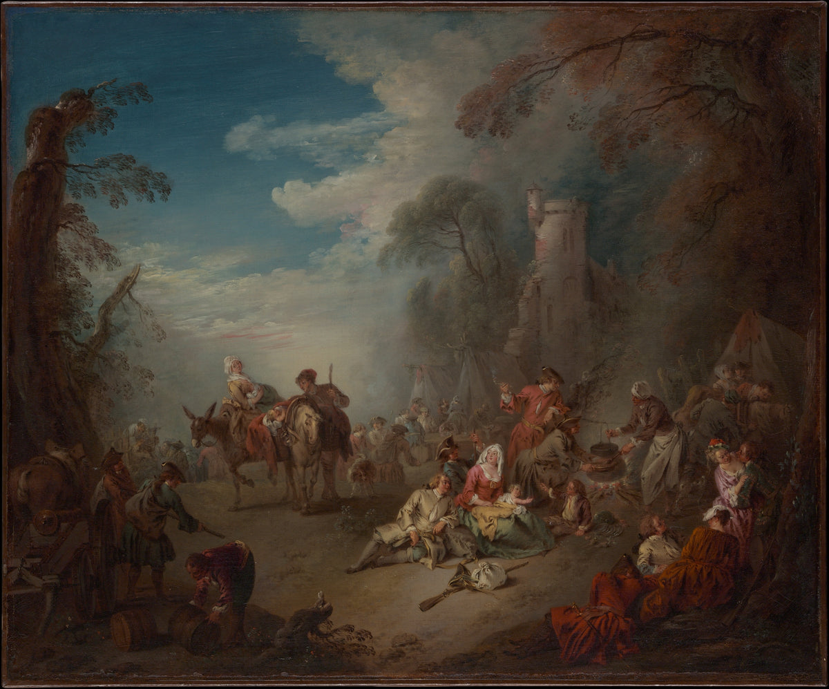 Troops at Rest by Jean-Baptiste Joseph Pater - Oil Painting canvas print