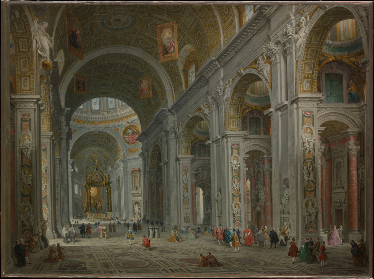 Interior of Saint Peter's, Rome by Giovanni Paolo Panini - Oil Painting canvas print