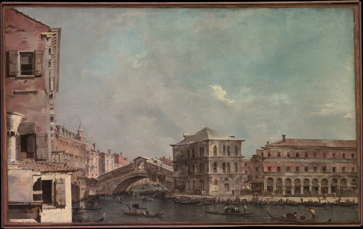 The Grand Canal above the Rialto by Francesco Guardi - Oil Painting canvas print