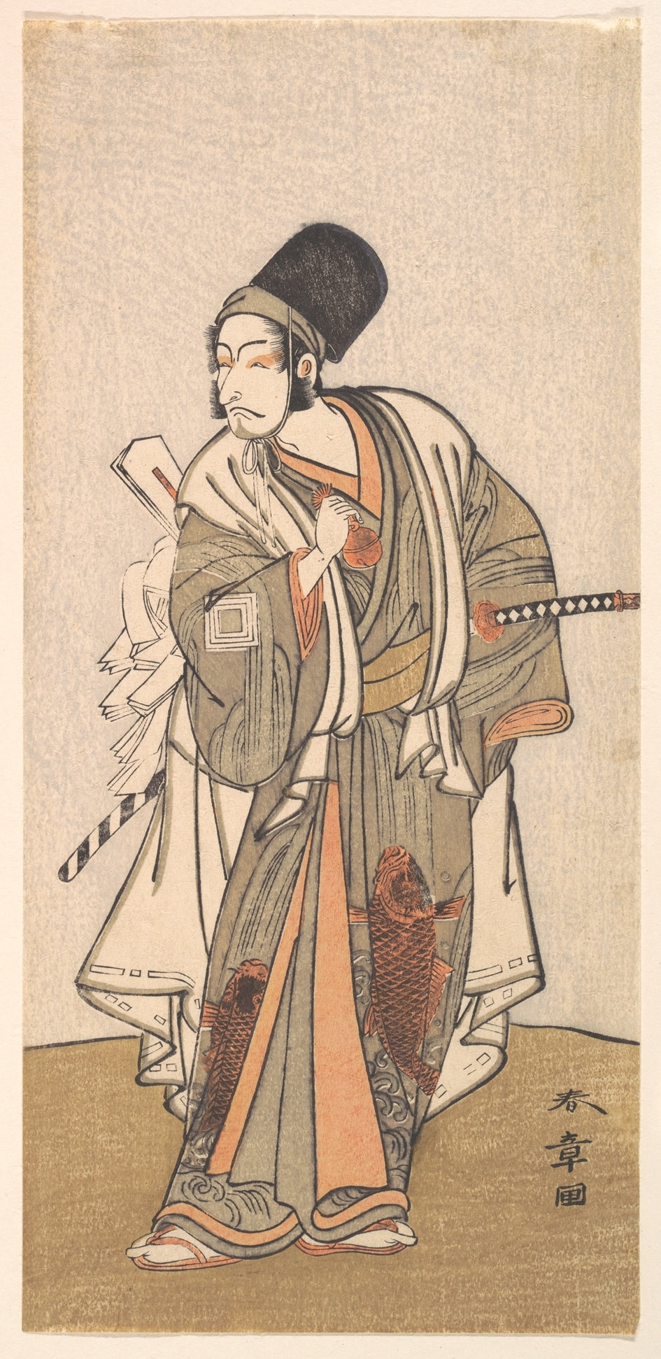 Standing figure of an actor of the Ichikawa family, probably Danjuro IV by Katsukawa Shunshō　勝川春章 - Ukiyo-e canvas print
