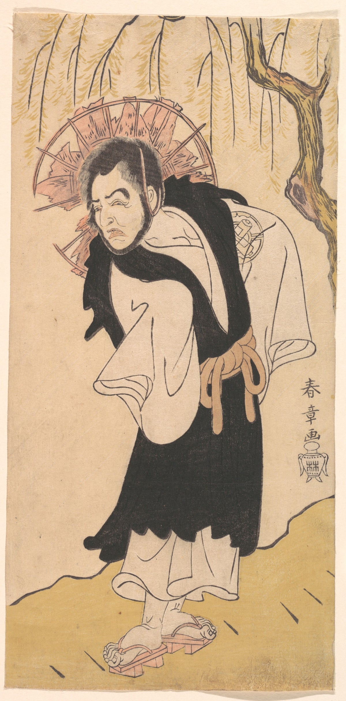 The Actor Nakamura Utaemon I as a Monk under a Willow Tree by Katsukawa Shunshō　勝川春章 - Ukiyo-e canvas print