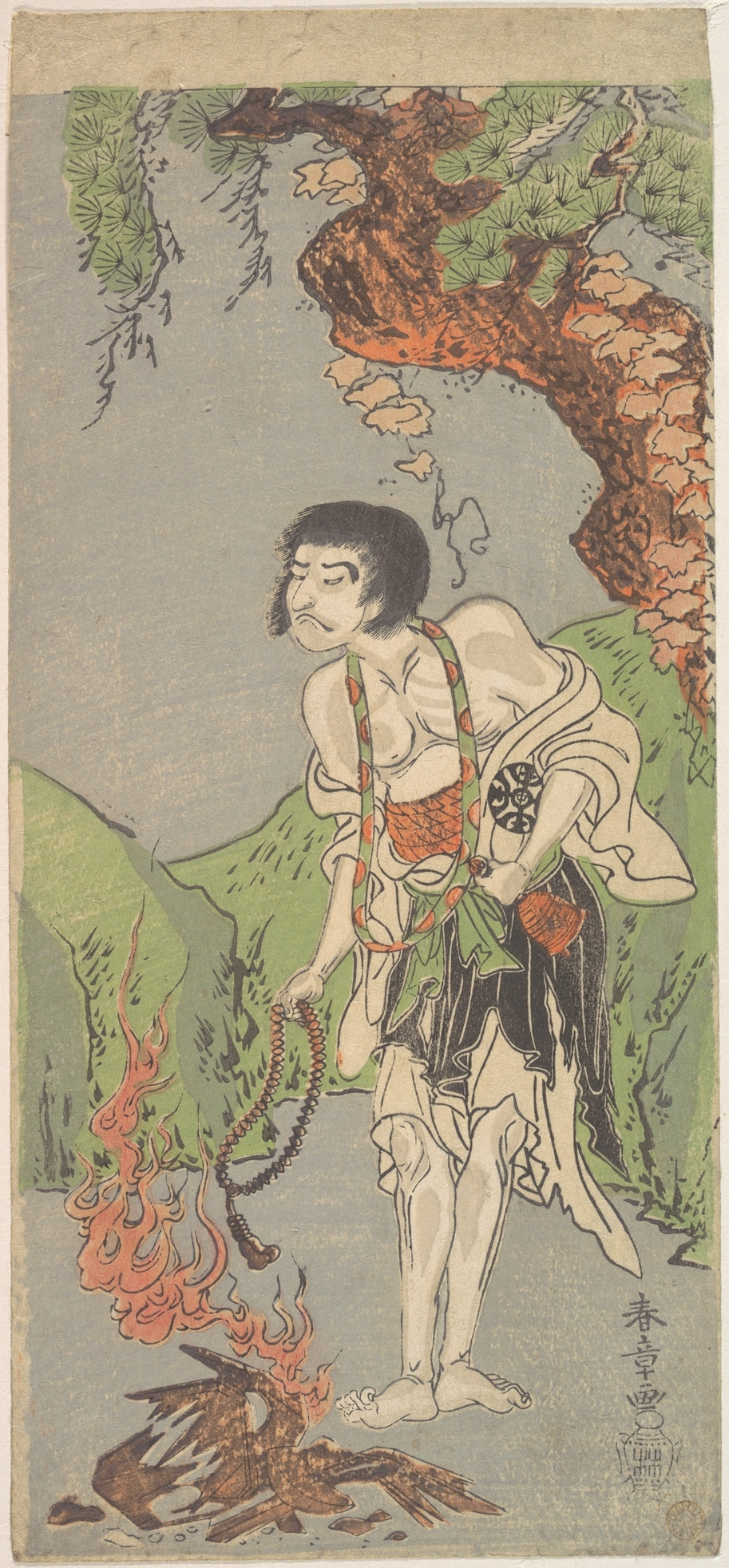 The First Nakamura Nakazo in the Role of Raigo Ajari, a Buddhist Monk by Katsukawa Shunshō　勝川春章 - Ukiyo-e canvas print