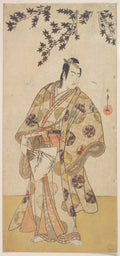 The Third Ichikawa Yaoz as a Daimyo Standing Under a Maple Tree by Katsukawa Shunshō　勝川春章 - Ukiyo-e canvas print