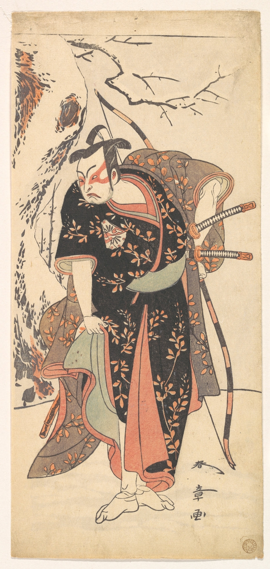 The Second Nakamura Juzo as a Samurai of High Rank by Katsukawa Shunshō　勝川春章 - Ukiyo-e canvas print