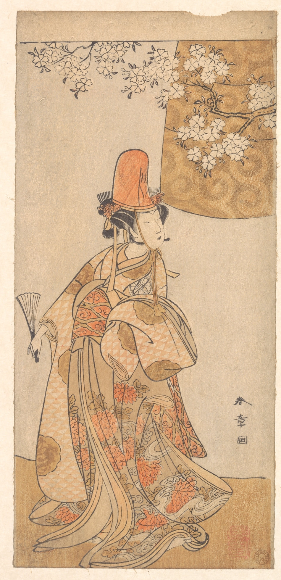 Segawa Tomisaburo in the Role of Musume Dojoji in Hanagatami Kazaori Eboshi by Katsukawa Shunshō　勝川春章 - Ukiyo-e canvas print