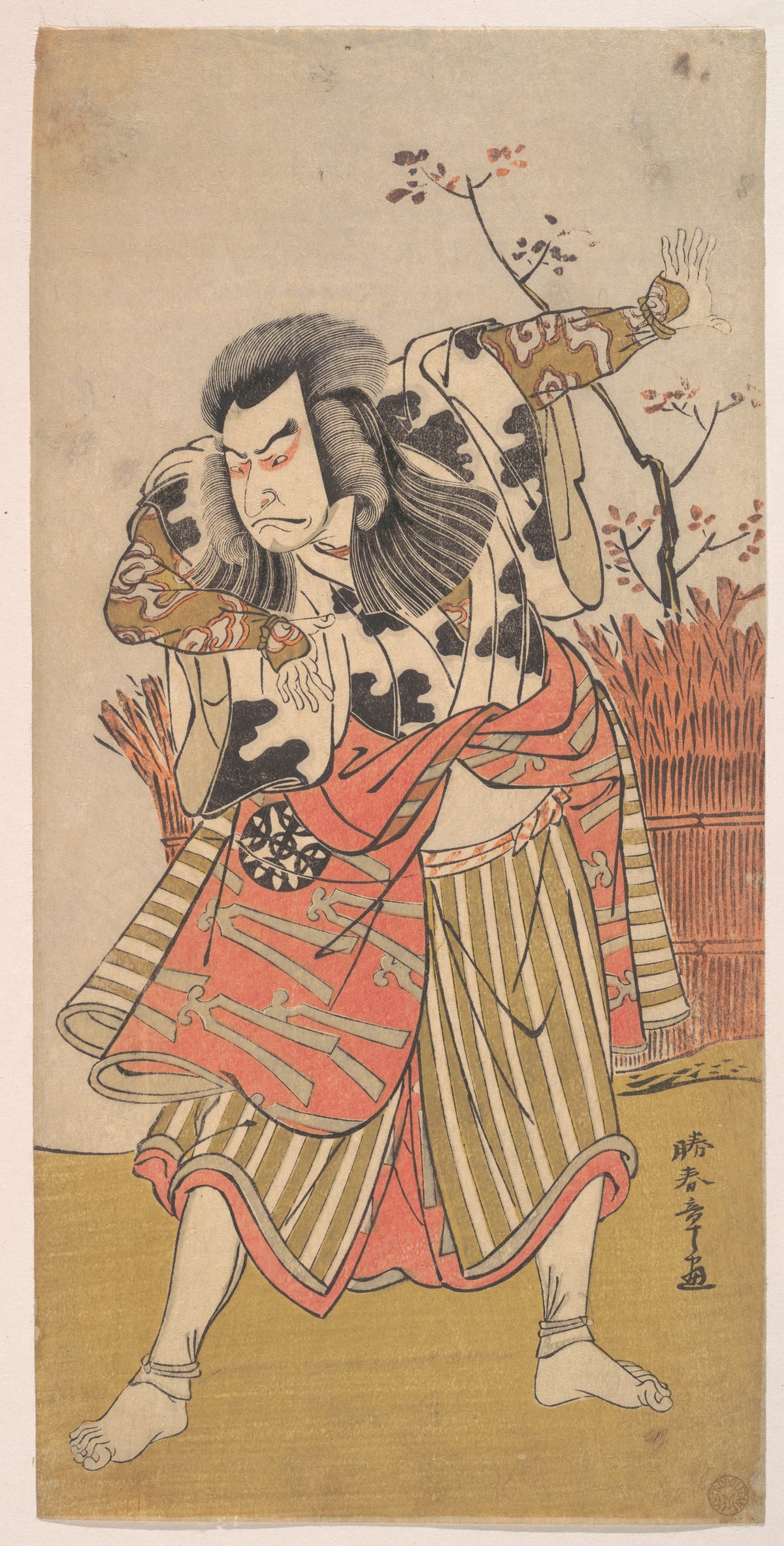 The First Nakamura Nakazo as an Unarmed Man Standing in a Dramatic Pose by Katsukawa Shunshō　勝川春章 - Ukiyo-e canvas print