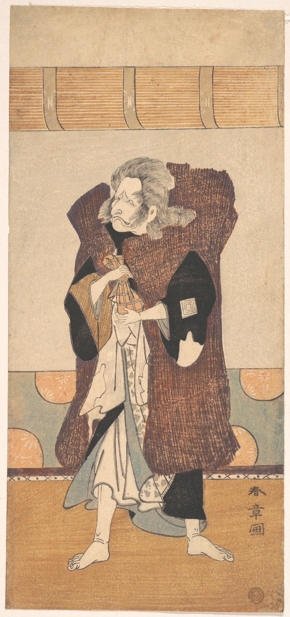 The Fifth Ichikawa Danjuro as an Old Man with Long Gray Hair by Katsukawa Shunshō　勝川春章 - Ukiyo-e canvas print