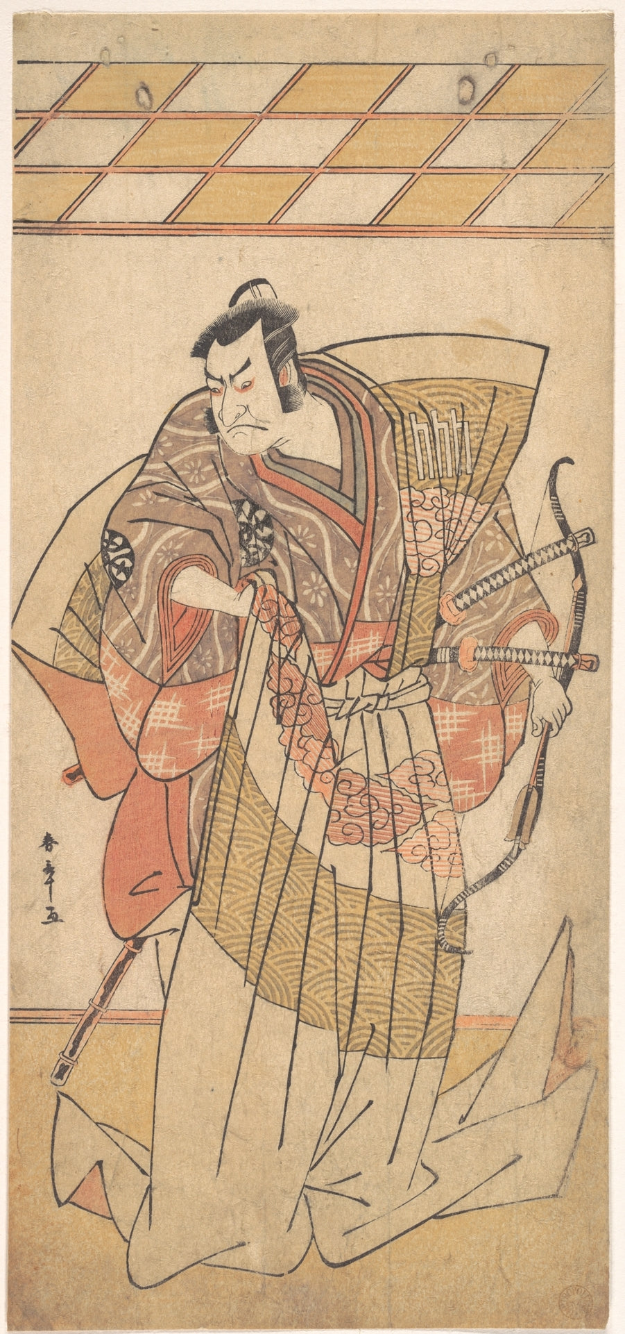 The First Nakamura Nakazo as a Man of High Rank Attired in Naga-Bakama by Katsukawa Shunshō　勝川春章 - Ukiyo-e canvas print
