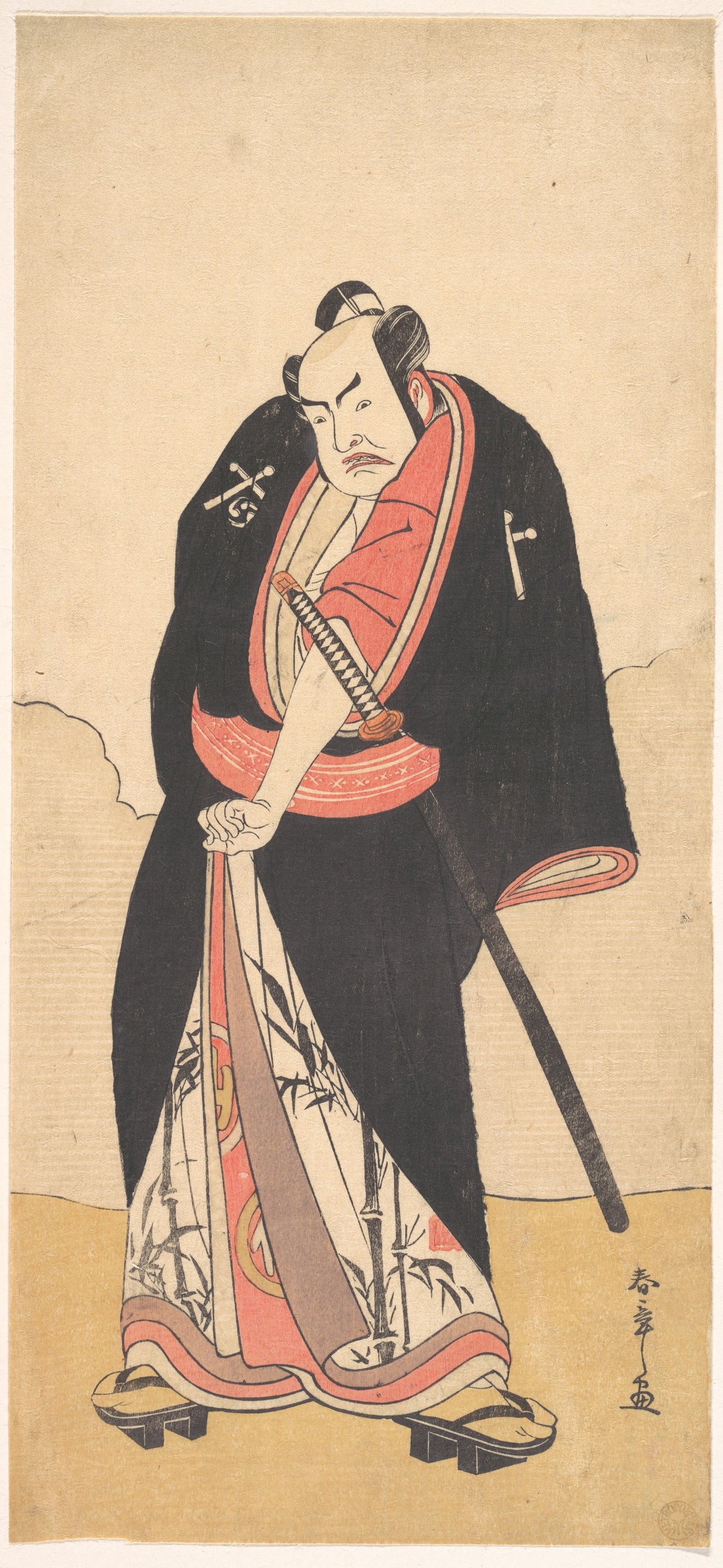 Kabuki Actor Nakamura Sukegor II as Kaminari Shkur by Katsukawa Shunshō　勝川春章 - Ukiyo-e canvas print