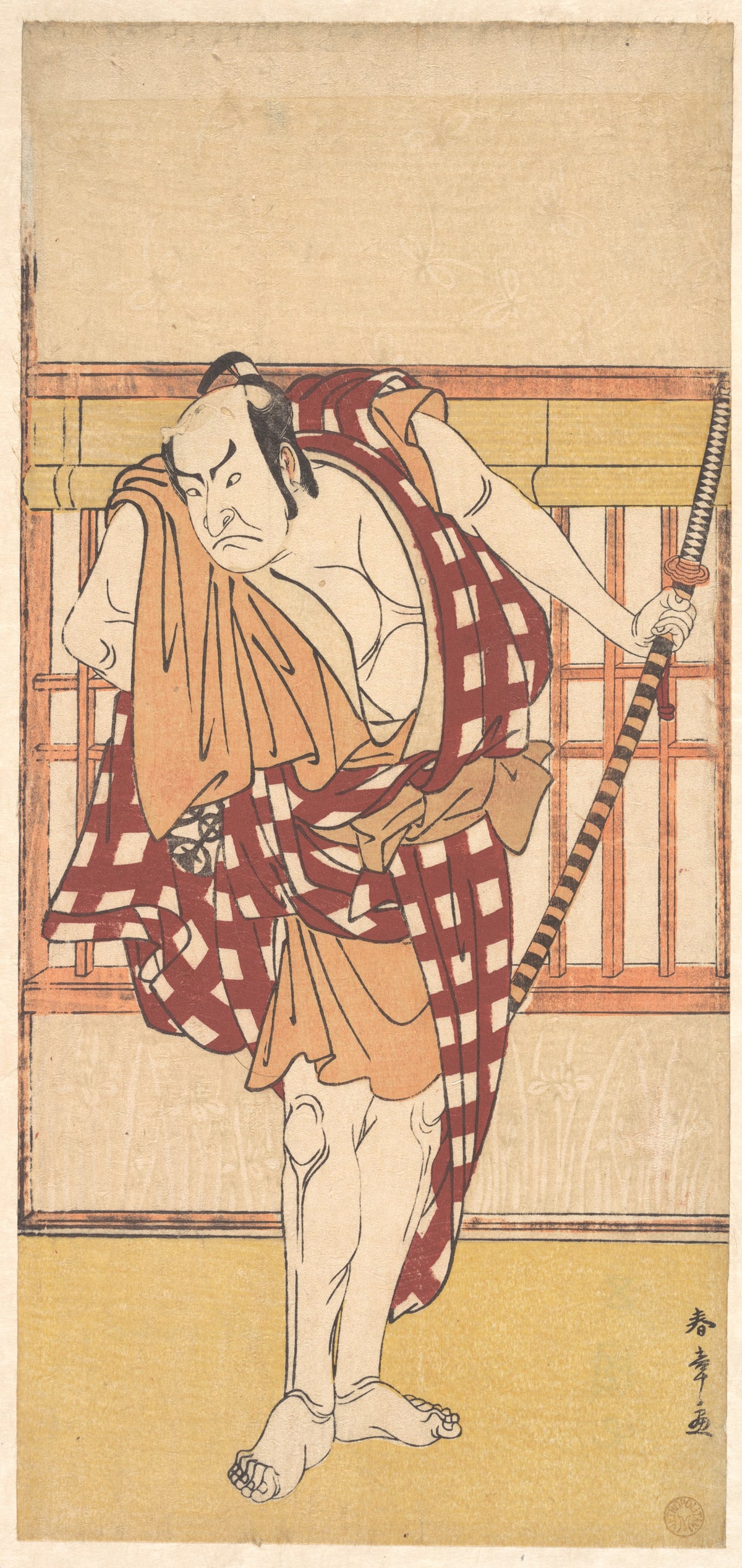 The Actor Nakamura Nakazo as a Kyokaku by Katsukawa Shunshō　勝川春章 - Ukiyo-e canvas print