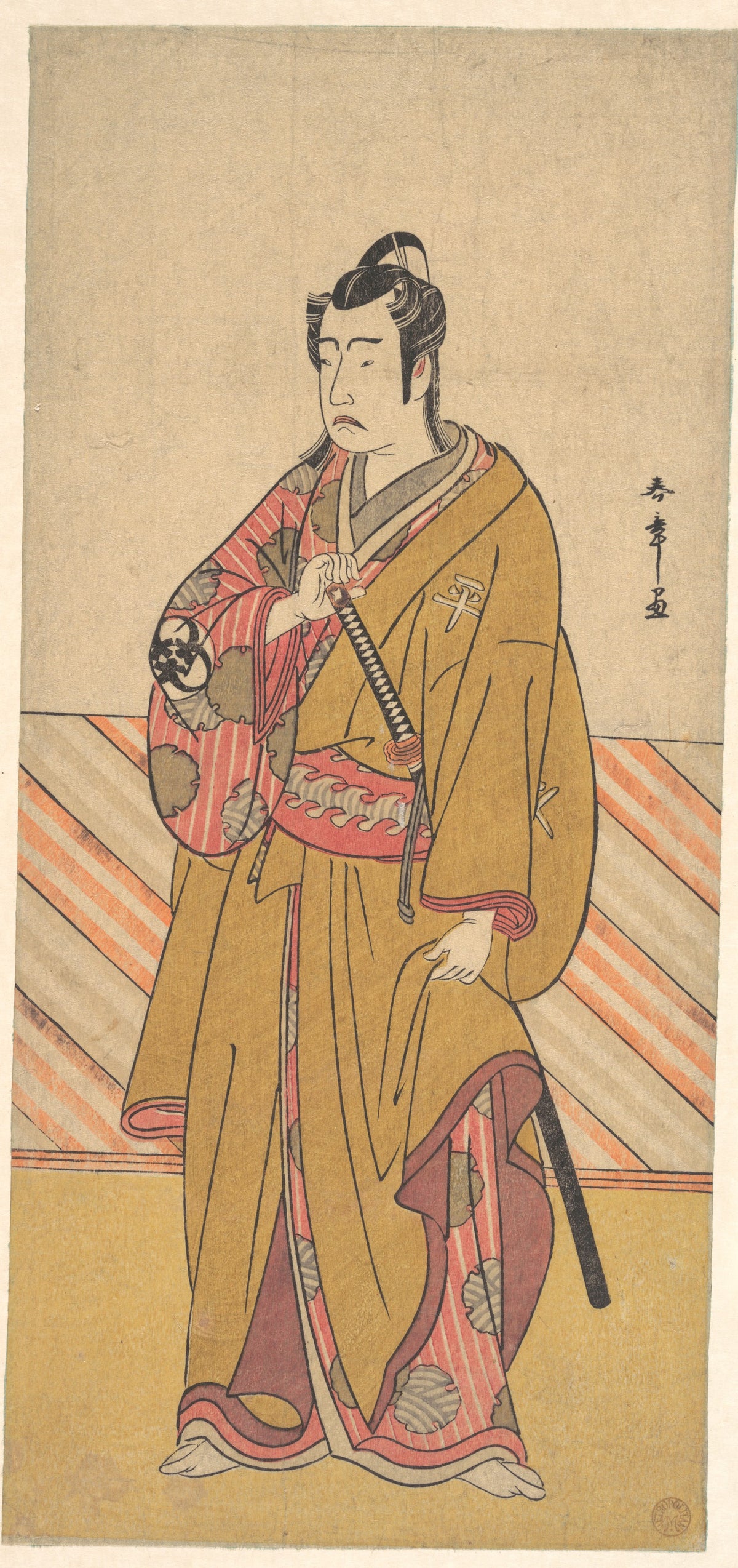 The Actor Bando Mitsugor I as one of the Conen Otoko or Five Kyokaku by Katsukawa Shunshō　勝川春章 - Ukiyo-e canvas print