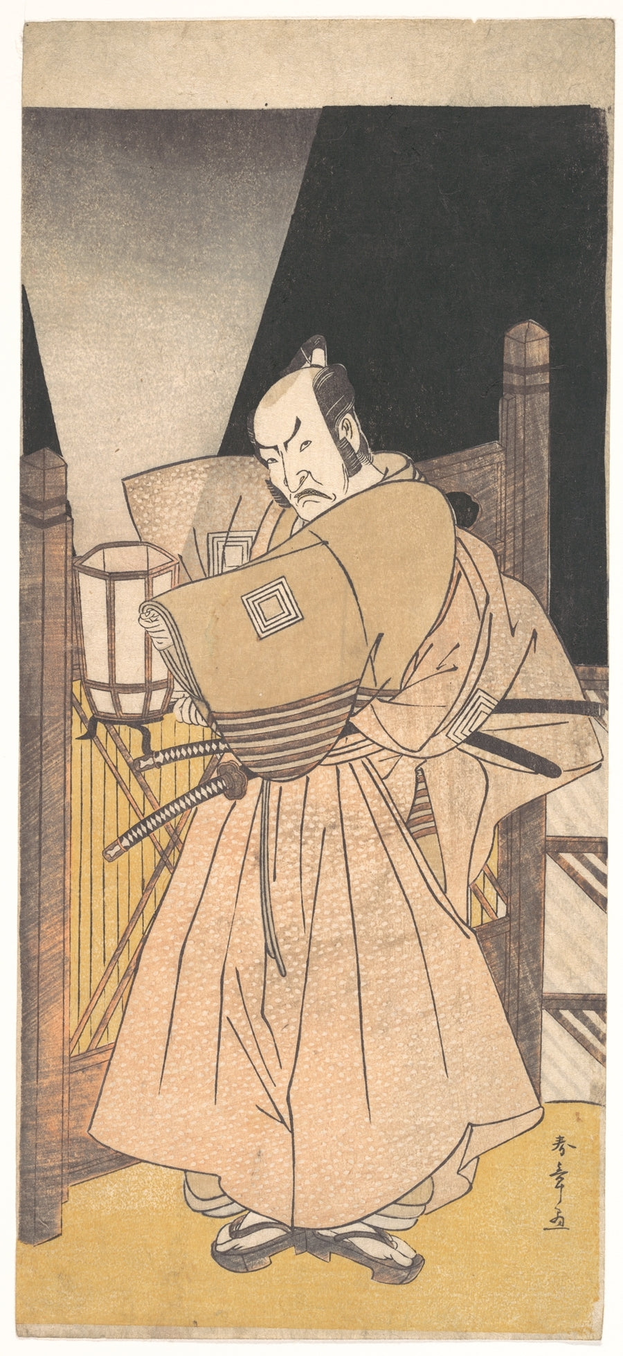 Ichikawa Danzo IV in the Role of a Samurai by Katsukawa Shunshō　勝川春章 - Ukiyo-e canvas print