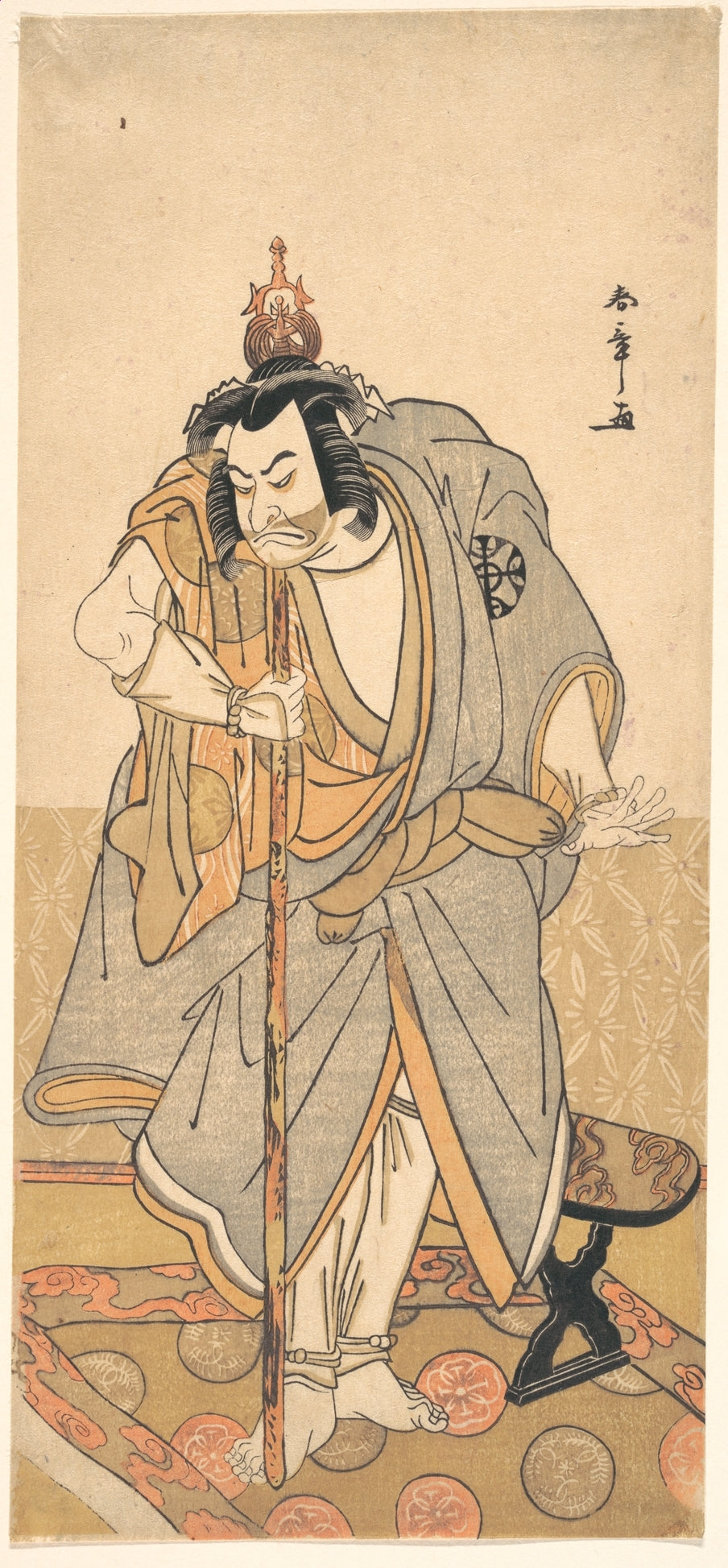 The actor Nakamura Nakazo as a rokuju-rokubu pilgrim to Buddhist temple by Katsukawa Shunshō　勝川春章 - Ukiyo-e canvas print