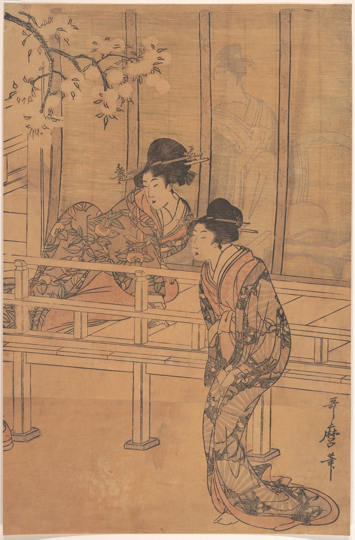 The Lady of Rokujo being Visited by the Princess Aoi by Kitagawa Utamaro - Ukiyo-e canvas print