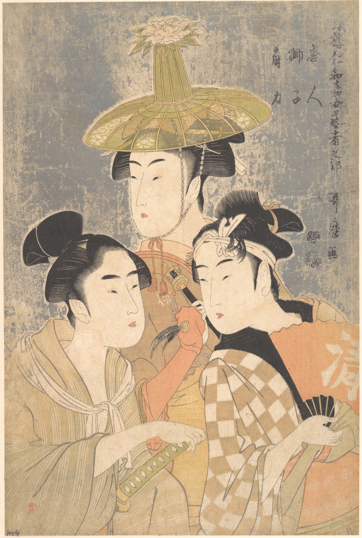 Seiro Niwaka Onna Geisha no Bu Tojin Shishi Sumo by Kitagawa Utamaro - Ukiyo-e canvas print