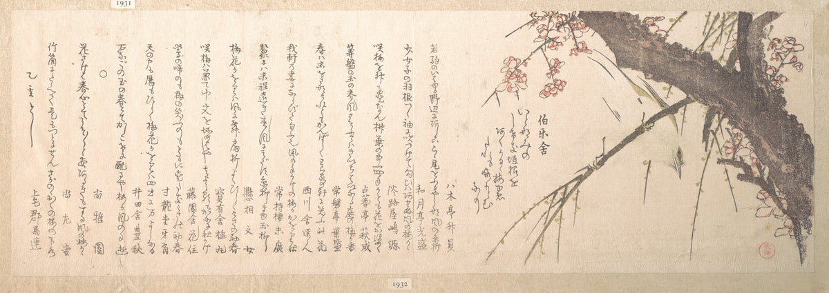 Plum Blossom by Kubo Shunman - Ukiyo-e canvas print