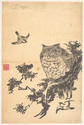 Owl and Two Swallows by Utagawa Toyohiro - Ukiyo-e canvas print