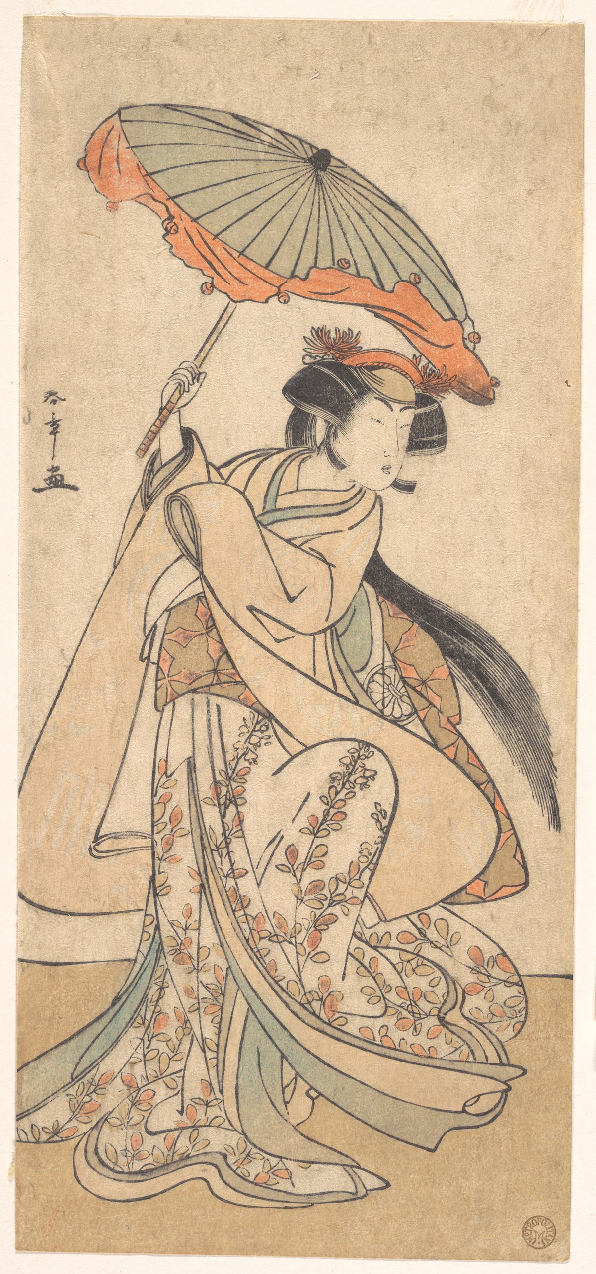 The Third Segawa Kikunojo as a Woman Dancing in a Shosa Act by Katsukawa Shunshō　勝川春章 - Ukiyo-e canvas print
