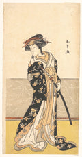 The Actor Nakamura Rik, as a Courtesan with a Sword by Katsukawa Shunshō　勝川春章 - Ukiyo-e canvas print