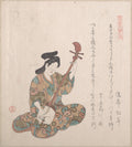 Woman Playing on the Shamisen by Kubo Shunman - Ukiyo-e canvas print