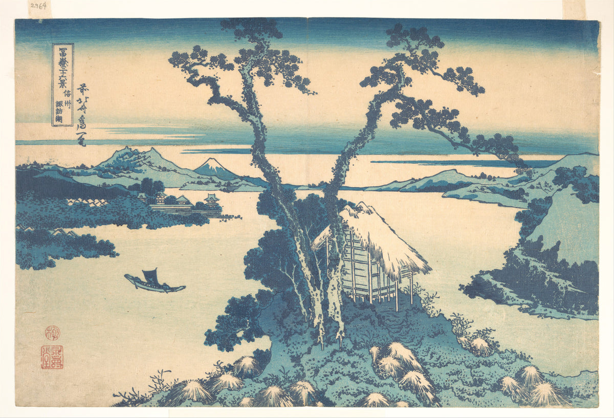 Lake Suwa in Shinano Province Shinsh Suwako, from the series Thirty-six Views of Mount Fuji Fugaku sanjrokkei by Katsushika Hokusai - Ukiyo-e canvas print
