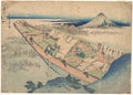Ushibori in Hitachi Province Jsh Ushibori, from the series Thirty-six Views of Mount Fuji Fugaku sanjrokkei by Katsushika Hokusai - Ukiyo-e canvas print