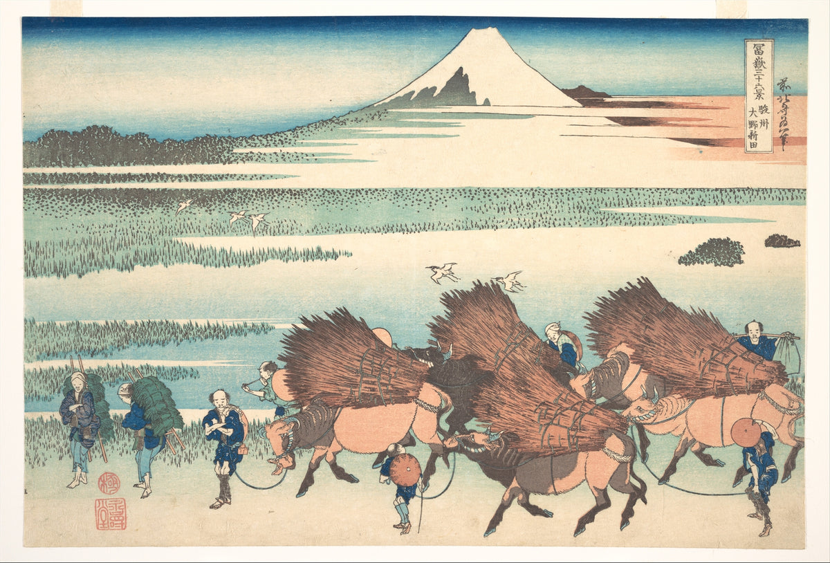 The New Fields at no in Suruga Province Sunsh no shinden, from the series Thirty-six Views of Mount Fuji Fugaku sanjrokkei by Katsushika Hokusai - Ukiyo-e canvas print