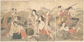 Girl Fishers and Bathers by Kitagawa Utamaro - Ukiyo-e canvas print