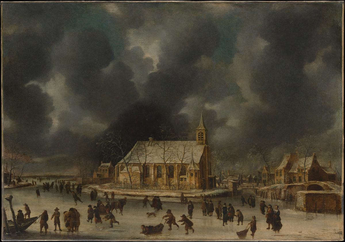 Skating at Sloten, near Amsterdam by Johannes Abrahamsz Beerstraten - Oil Painting canvas print