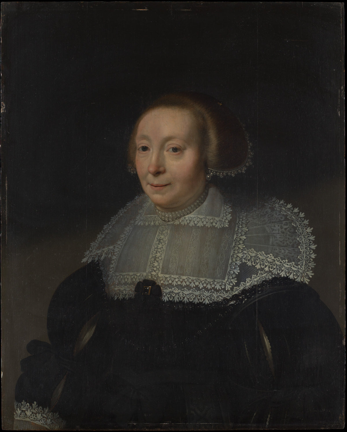 Portrait of a Woman with a Lace Collar by Michiel Jansz. van Mierevelt - Classic Art canvas print
