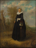 A Young Woman in a Landscape by Dutch Painter - Classic Art canvas print