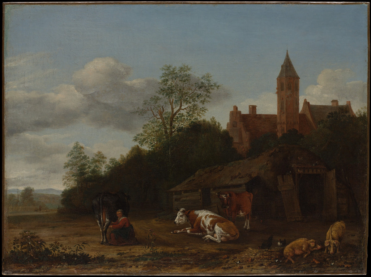 Barnyard Scene by Anthonie van Borssom - Oil Painting canvas print