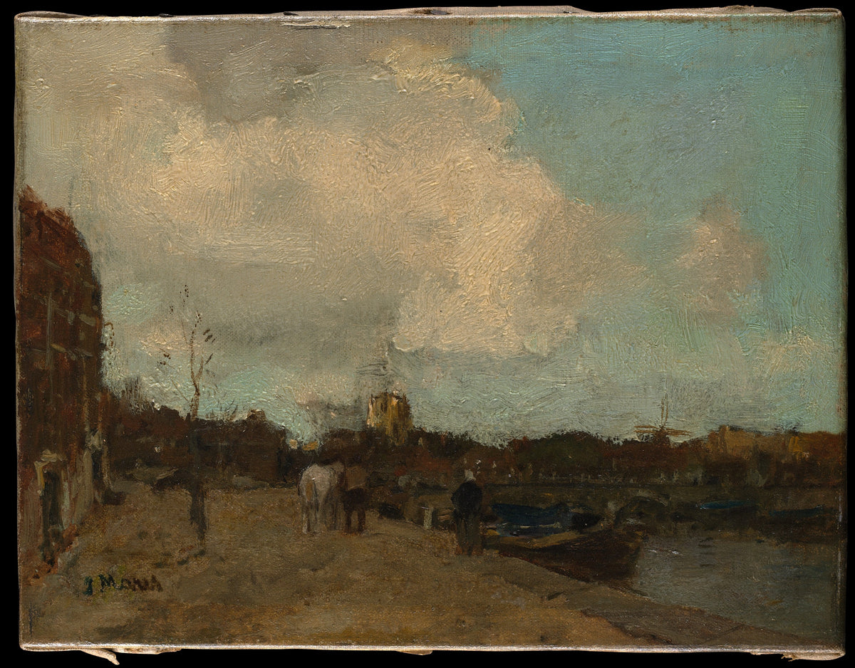 Canal Side by Jacob Maris - Oil Painting canvas print