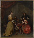 The Card Party by Caspar Netscher - Oil Painting canvas print
