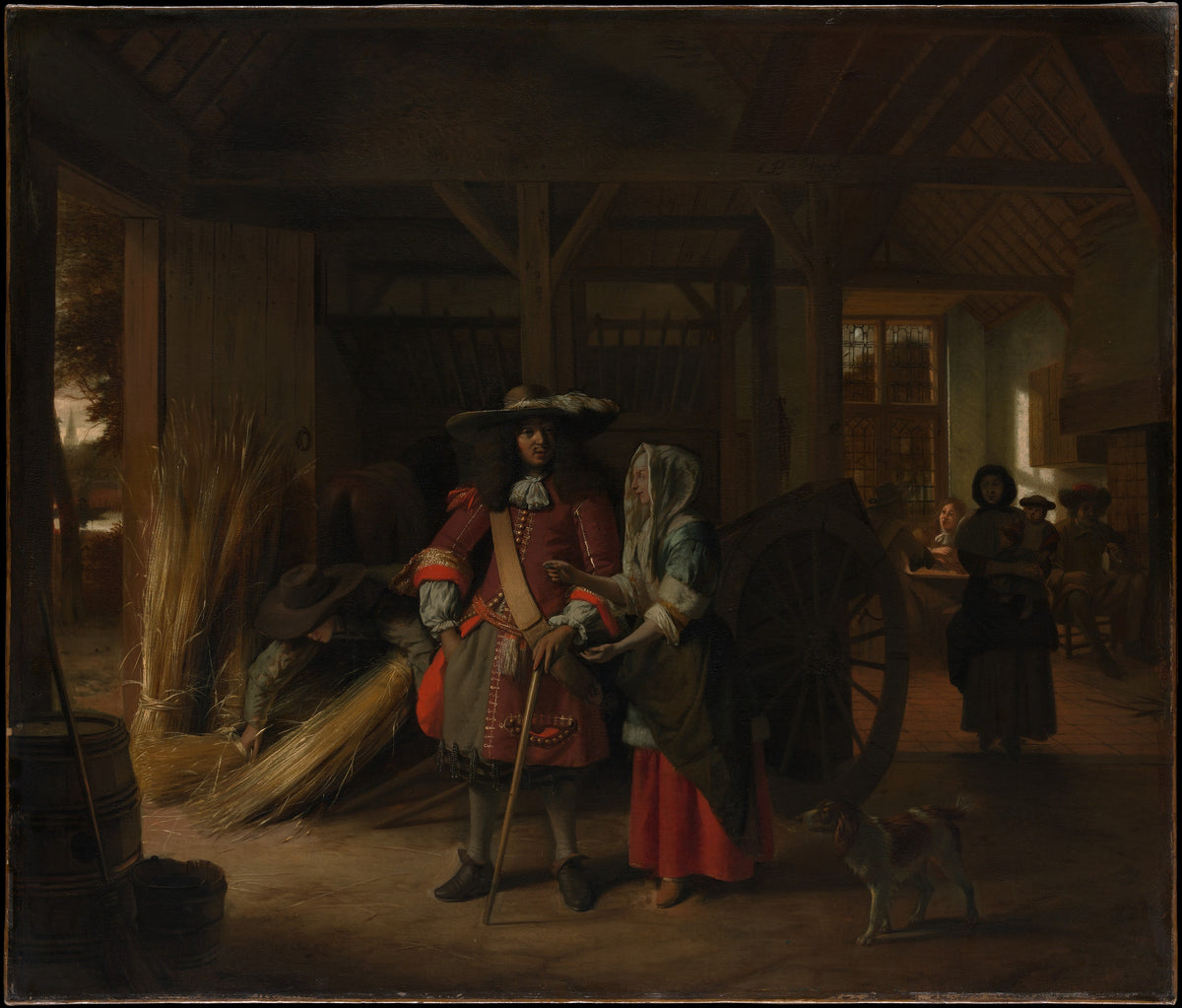 Paying the Hostess by Pieter de Hooch - Oil Painting canvas print